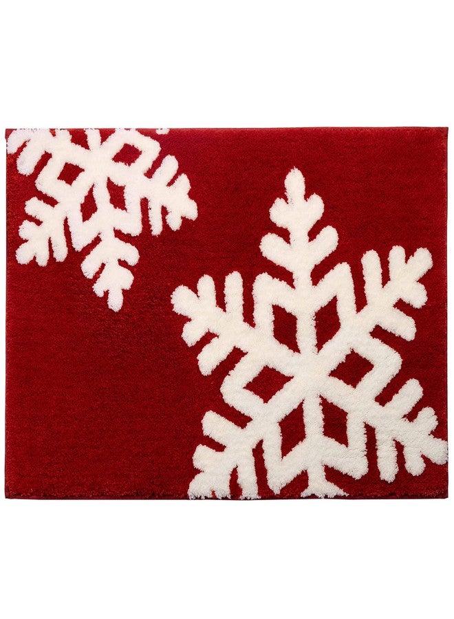 DEXDE Christmas Bathroom Decor Red Bathroom Rugs Cute Bath Mat Non-Slip White Snow Christmas Home Decorations Microfiber Absorbent Shower Rug for Bathtub, 20”x32” - Image 5